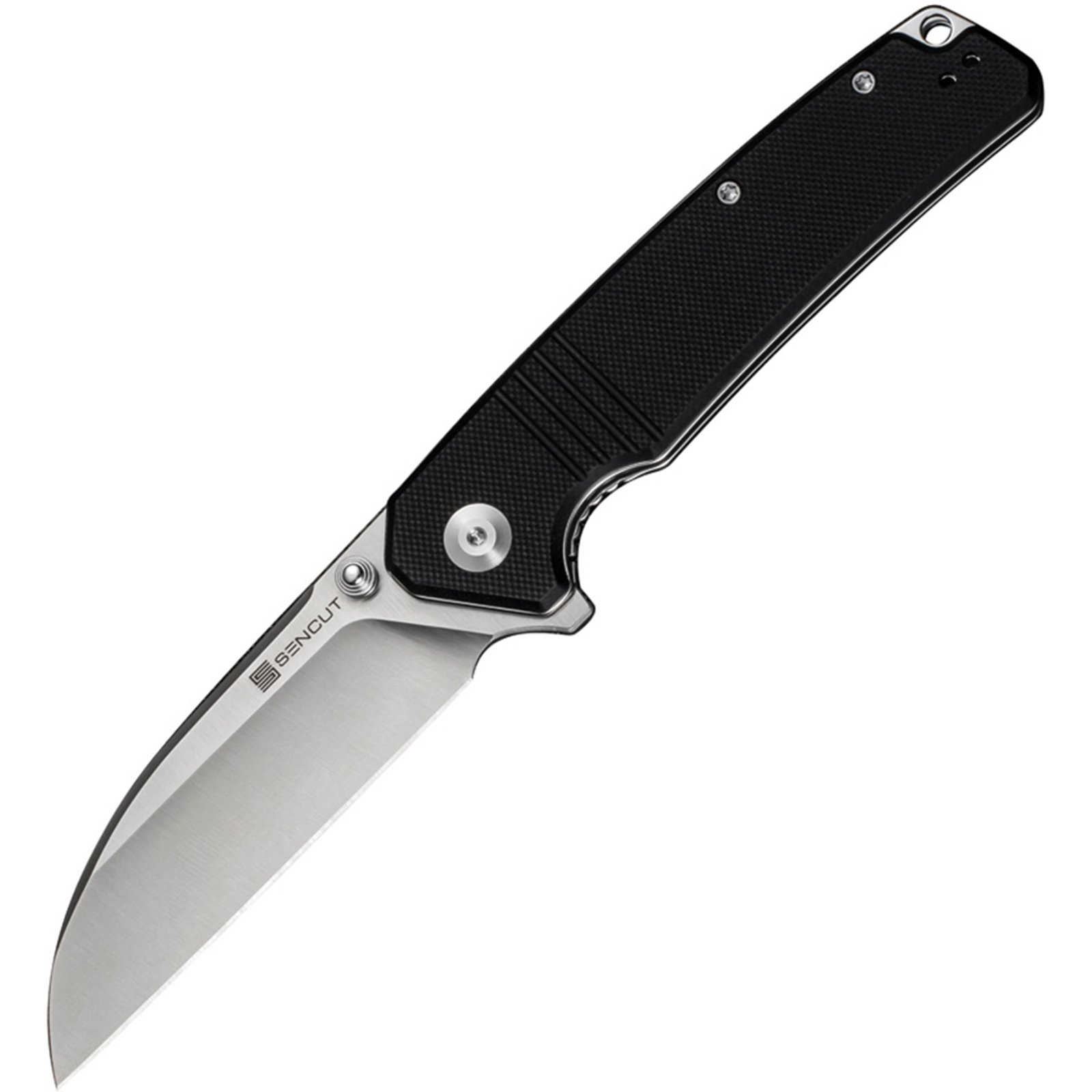 SENCUT AWASSI 3.46" SHEEP/PLN/STN BLK G10 Black G10 Handle, Satin Finished 9Cr18MoV Blade, Liner Lock - SEN