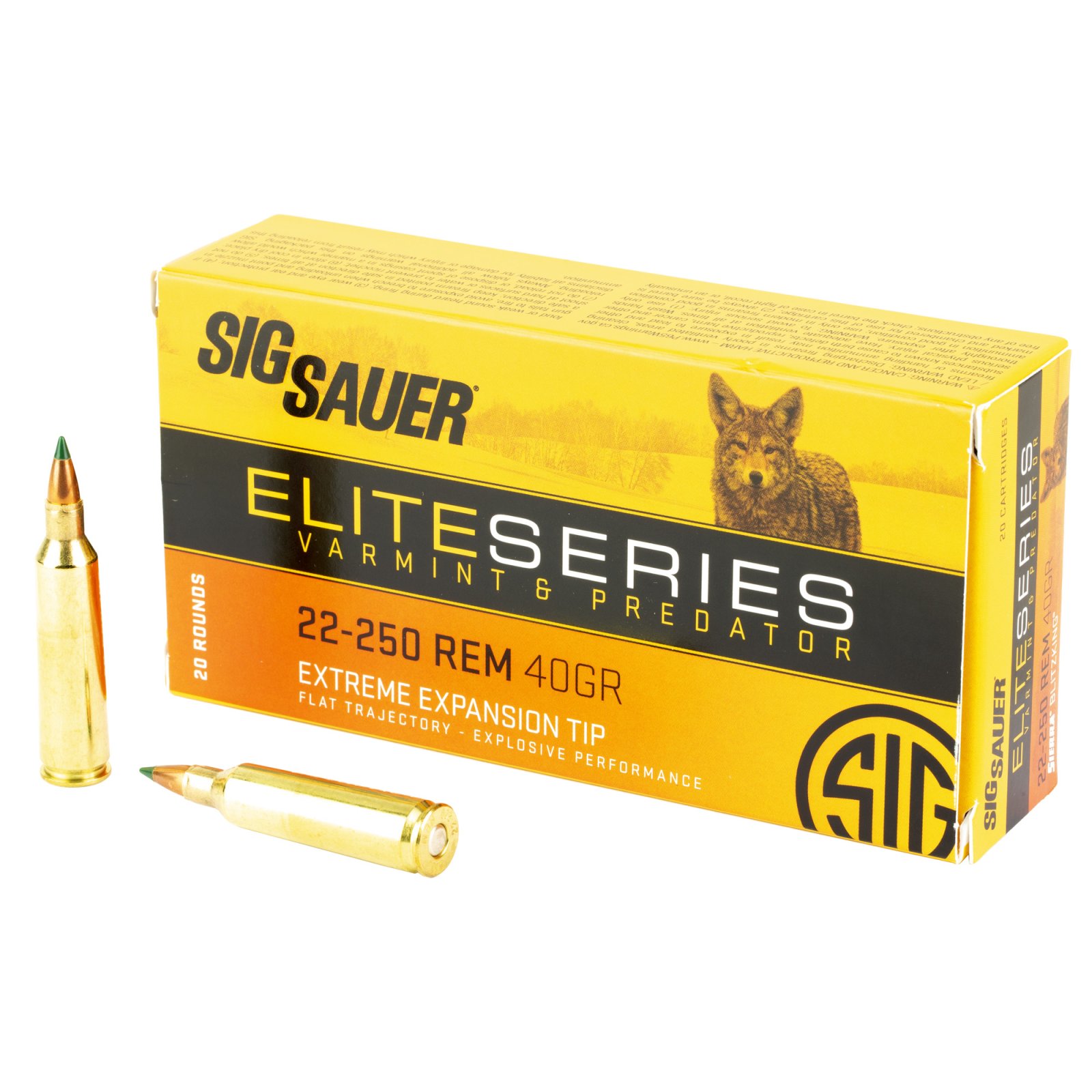 Sig Sauer E225VP4020 22-250Rem 40gr Extreme Expansion Tip 20/Box - Sig Sauer - 22-250 REMINGTON