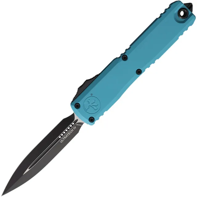 Microtech Ultratech G4 D/E 3.55 In Black Cyan ALU Handle