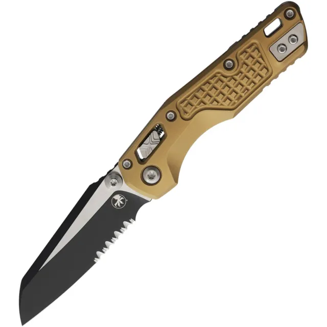 Microtech MSI Mini 210M-2FRTA 3.19 In Wharncliffe Black Part Serrated