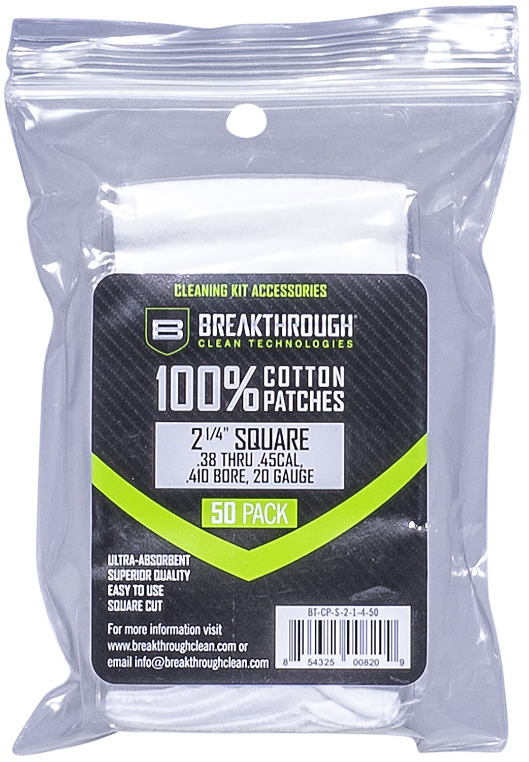 Breakthrough Clean BTCPS21450 Square Cleaning Patches For .38-.45 Cal &... - Breakthrough Clean - .38-.45 CAL.