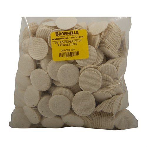 Brownells Heavy Duty Cotton Round PATCHES1.125"/.25-.284 Cal 1000 Pk - Brownells - 25 CALIBER
