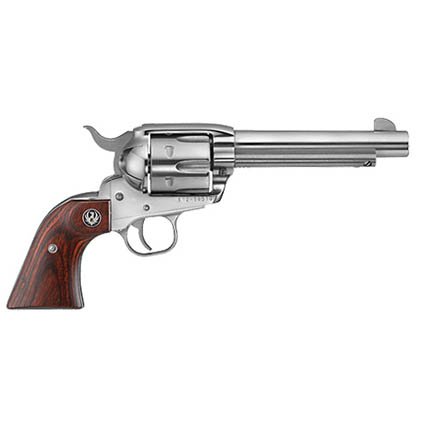 Ruger 5108 Vaquero Revolver, 357 Mag, 5.50" Stainless Steel Barrel, 6-Round Capacity, Hardwood Grip, High-Gloss Finish