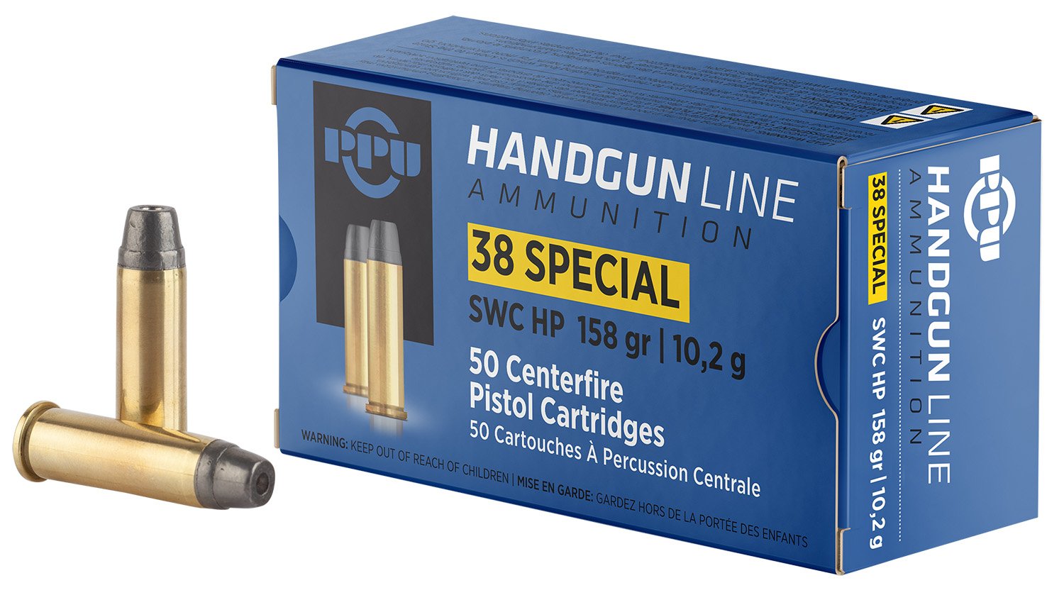PPU PPH38SH Handgun 38Special 158gr Semi Wadcutter Hollow Point 50 Per... - Prvi Partizan - 38 Special