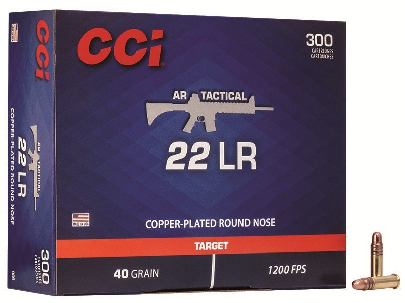 CCI 956 AR Tactical 22LR 40 Grain Copper Plated Round Nose 300 Rounds