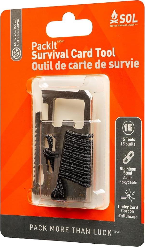 SOL 0140-0004 Packit Survival Card Stainless Steel Wallet Multi-Tool