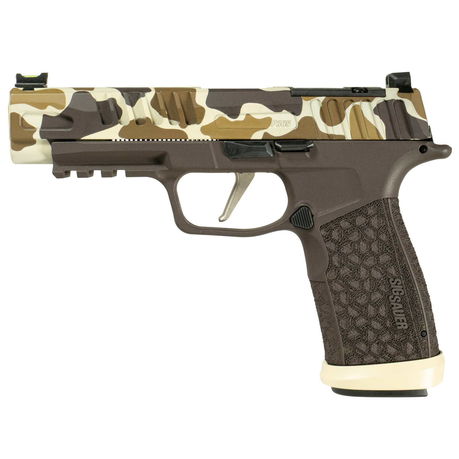 Sig Sauer P365 Fuse Duck Camo 2 Handgun 9mm Luger 21(2)&17(1)rd Magazines 4.3 Barrel LXG Front Optic Sight