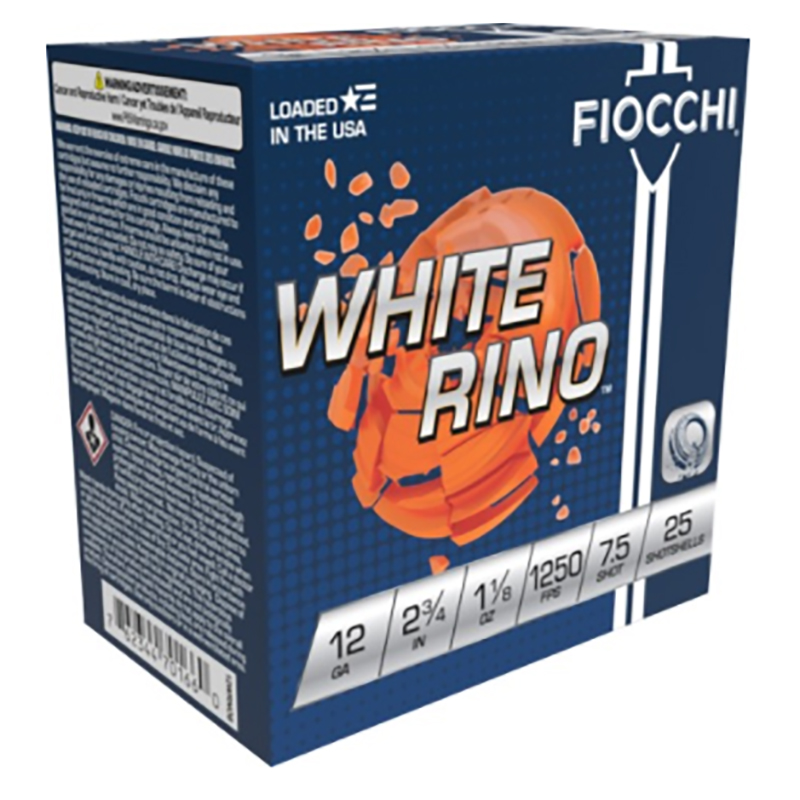Fiocchi White Rino 12Ga 2.75" 1-1/8Oz #7.5 1250Fps 250R Case 12WRN075 - Fiocchi - 12