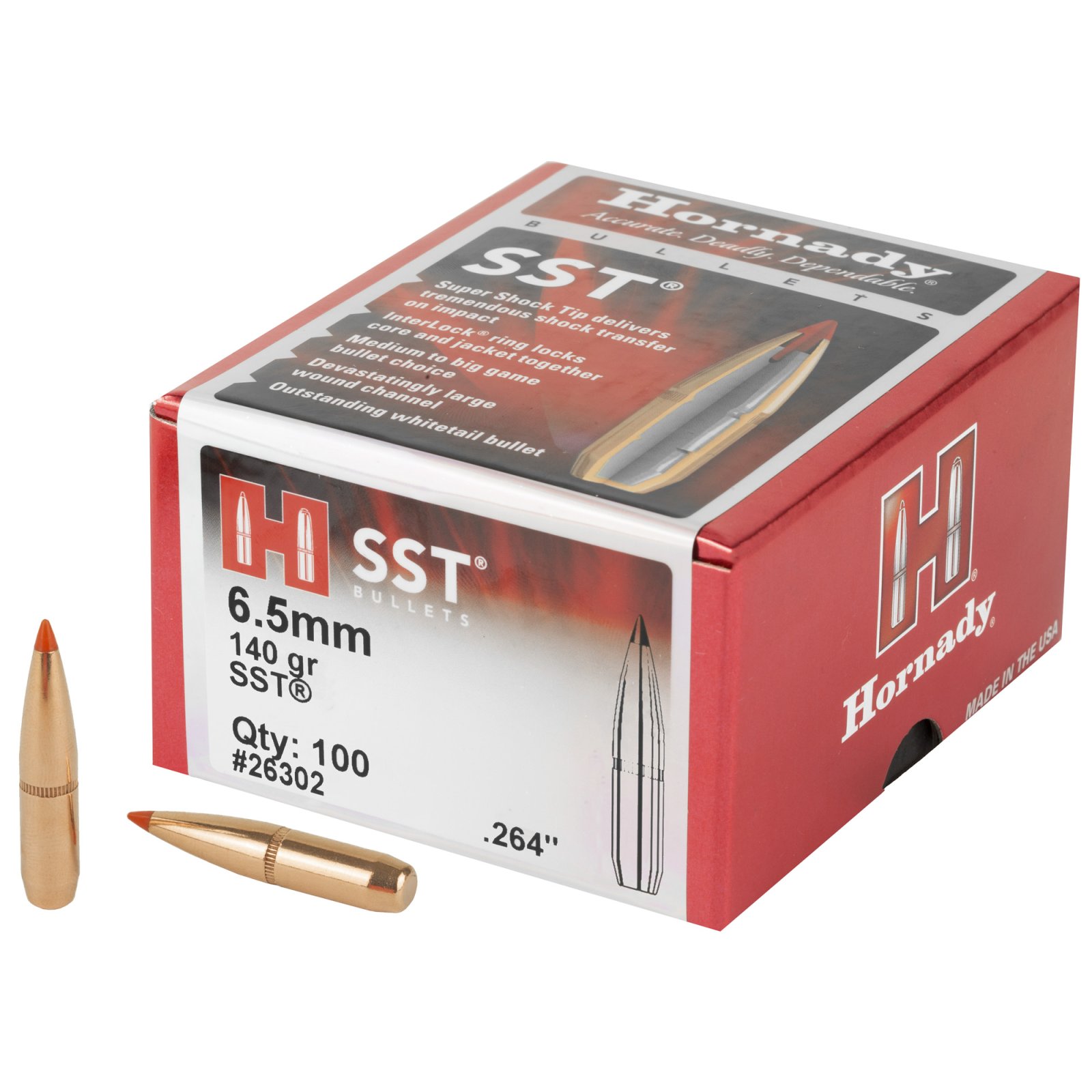 Hornady 26302 6.5MM .264 140 Grain SST 100 Rounds Box - Hornady Manufacturing Company - 264 Caliber