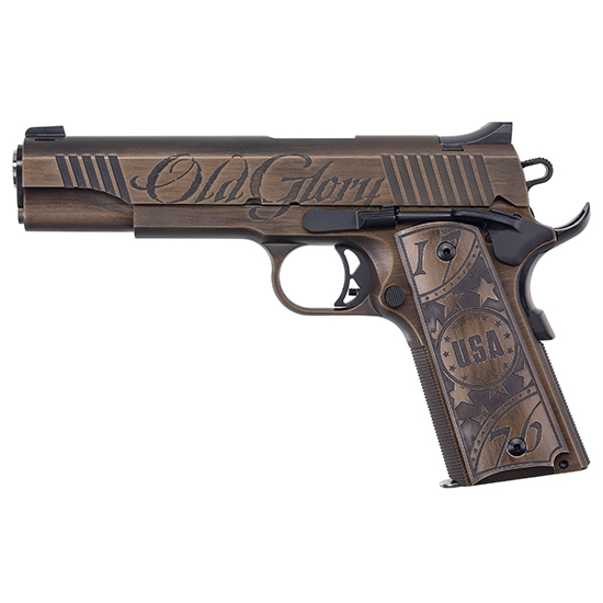 Auto Ordnance 1911TCAC11 Old Glory Special Edition .45 Cal Pistol, Stainless Steel, 5-Inch Barrel, Engraved Grips, Burnt Bronze & Black Distressed Cerakote, 7-Round Magazine
