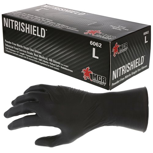 Buy MCR Safety Nitri-Stealth Black Nitrile Powder-Free Gloves Large online