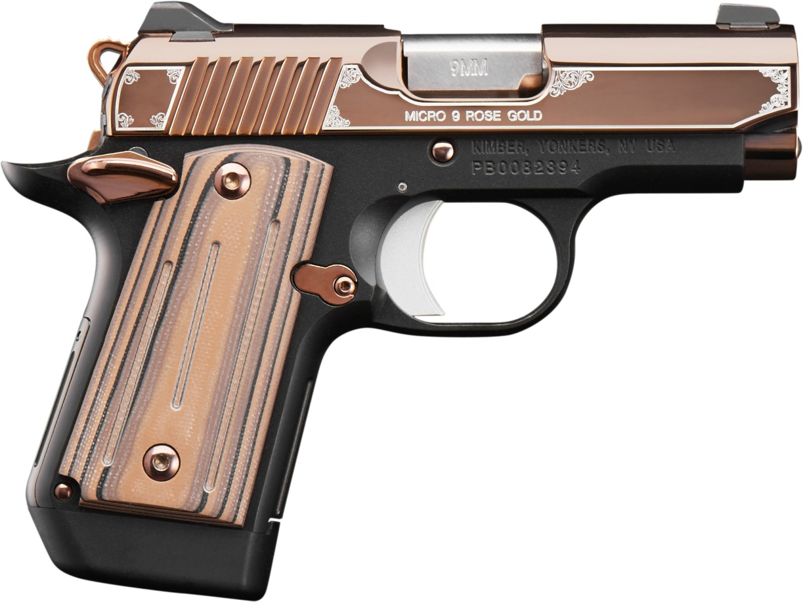 Kimber 3300174 Micro 9mm Pistol, Tritium Sights, 7rd, Rose Gold/Black - Kimber Manufacturing, Inc. - 9mm