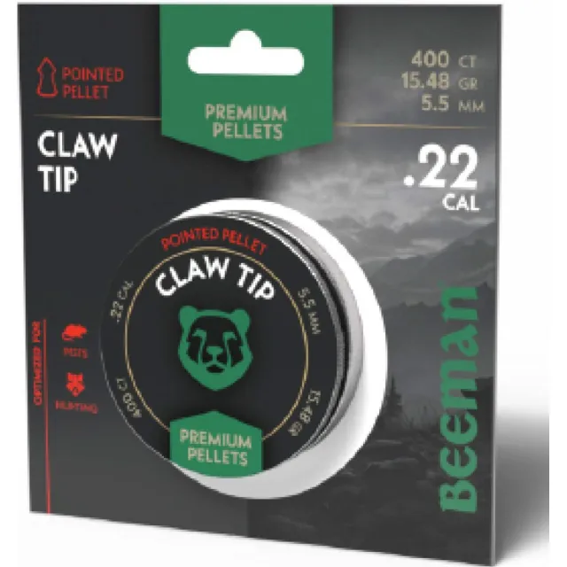 Beeman BPT22 .22 Claw Tip Pointed Pellets 15.48 Gr 400 Count - Beeman