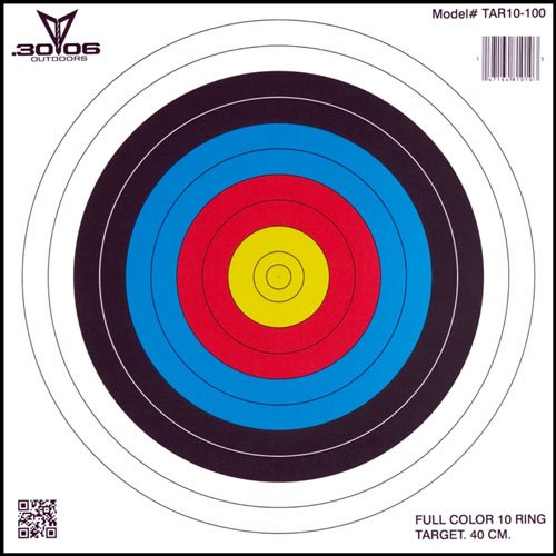 30-06 Outdoors TAR10100 10-Ring Paper Target 17"x17" 100 Pack - 30-06 Outdoors