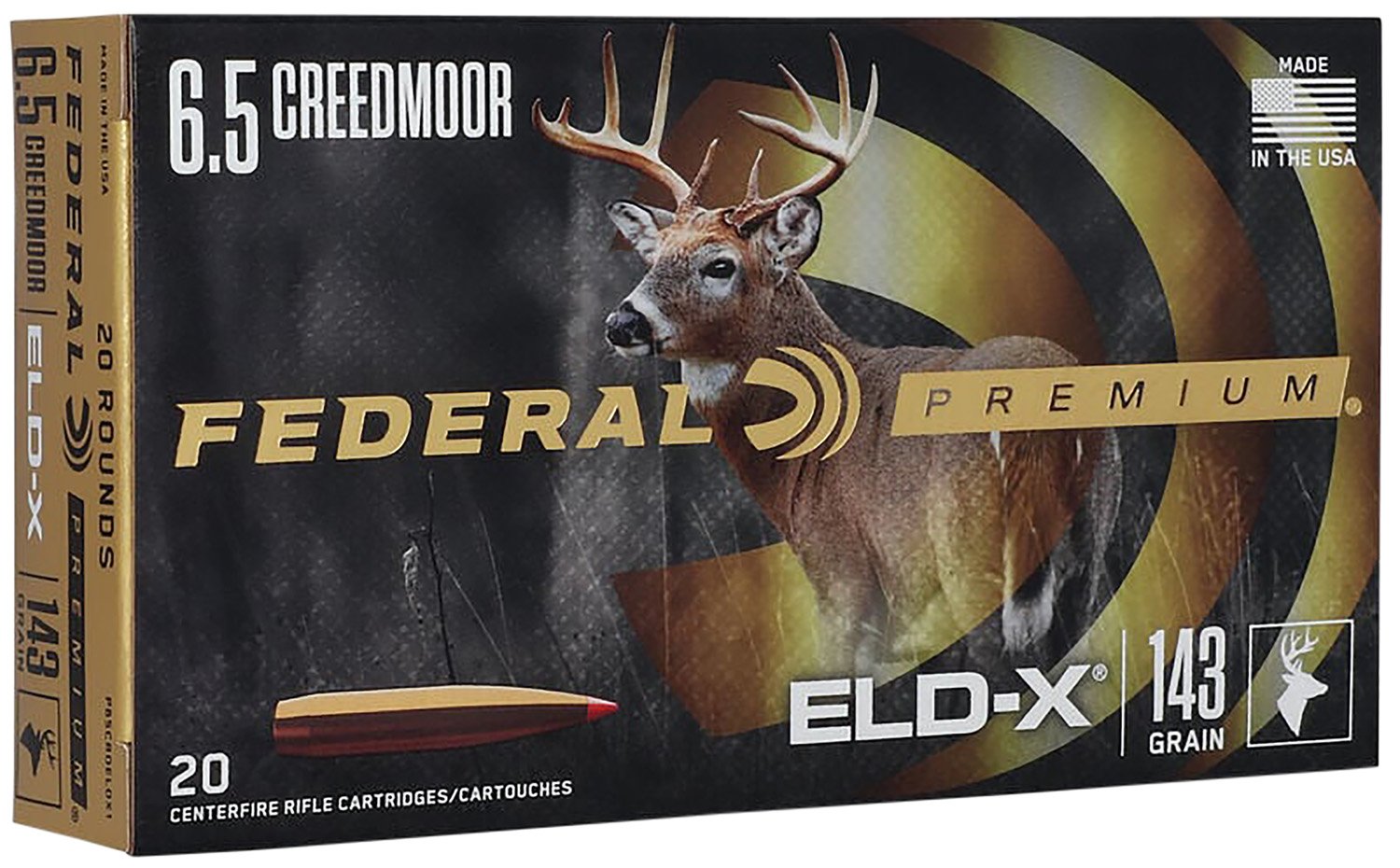 Federal Premium ELD-X 6.5 Creedmoor 143 Grain 2700 fps 20 Rounds - Federal Premium Ammunition - EXTREMELY LOW DRAG-EXPANDING