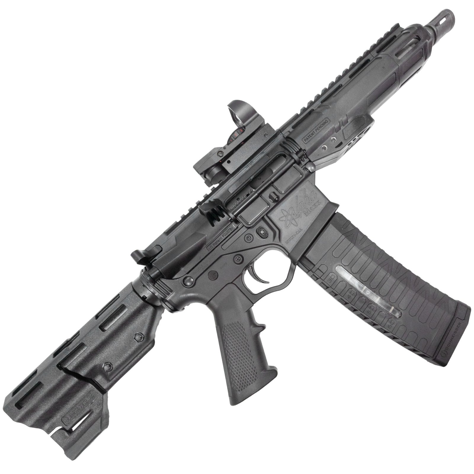 ATI Alpha Max 7.5" 5.56MM Polymer Lower and Upper, TB Rear Brace, 60Rd Window Mag Red and Green Duo sight