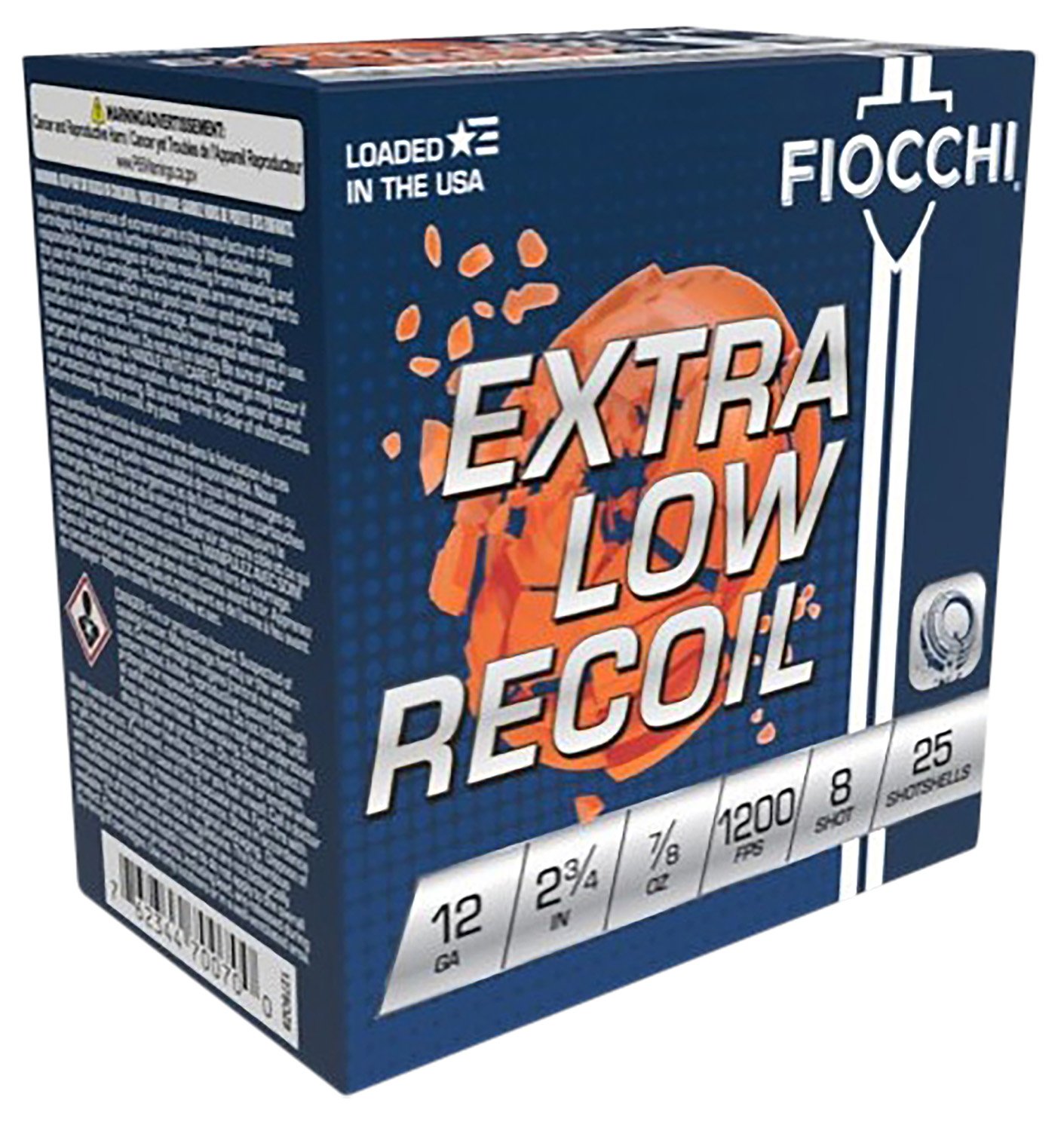 "Fiocchi 1278OZ8 Exacta Target 12 Gauge Low Recoil Trainer, 2.75", 7/8 oz, 1200 fps, 8 Shot, 25 Bx - Fiocchi - LEAD