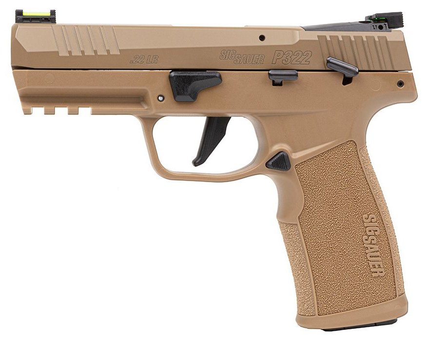Sig SAUER P322 .22LR 4in 2x20rd Coyote Pistol with Manual Safety (322C-CAS)