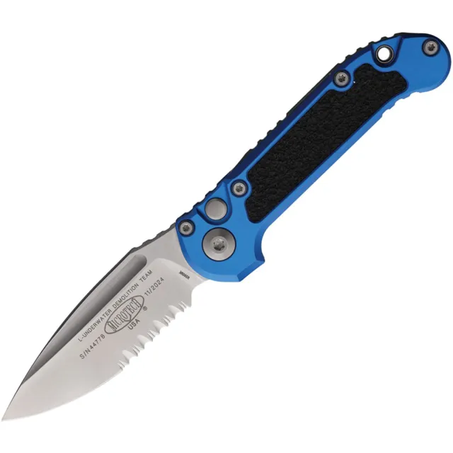 Microtech LUDT G3 3.5 In Partial Serrated Blue Stonewash Aluminum Handle