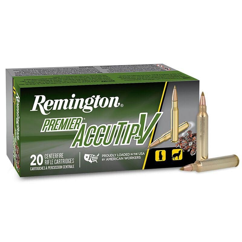 Remington Premier AccuTip-V .204 Ruger, 32-Grain, 20-Round Centerfire Rifle Ammo, Brass Case, 4225 ft/s Velocity