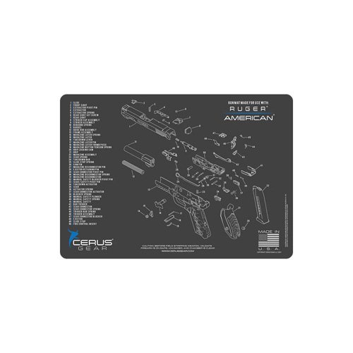 Cerus Gear Ruger American Schematic Gun Cleaning Mat Charcoal Gray 12x17 - Cerus Gear