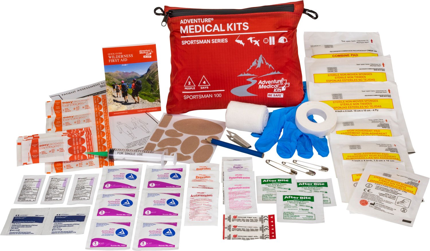 Adventure Medical Kits 01050100 Sportsman 100 Waterproof Medical Kit Red - AMK