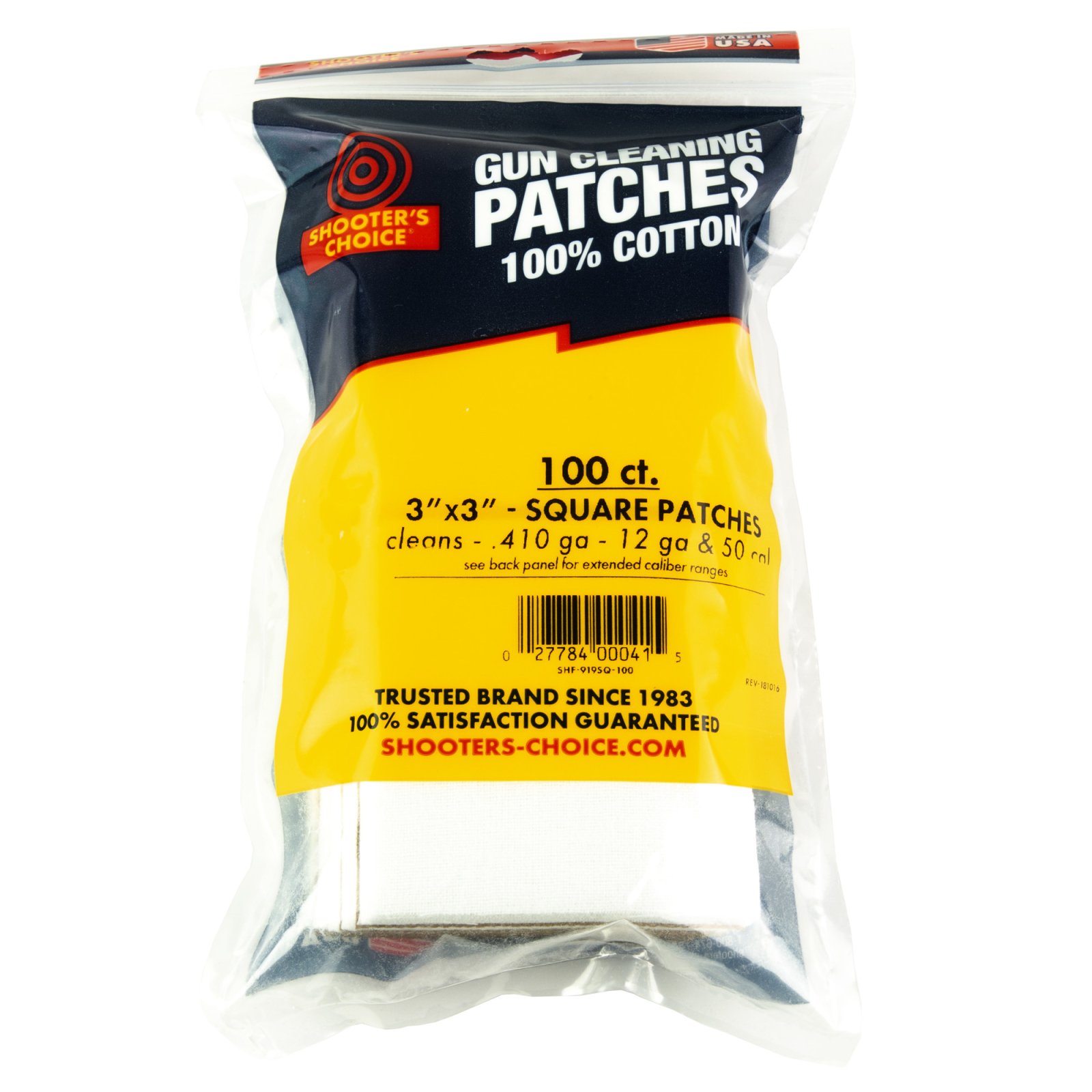 Shooters Choice Square Cleaning Patches 3" 100 Pack White Cotton