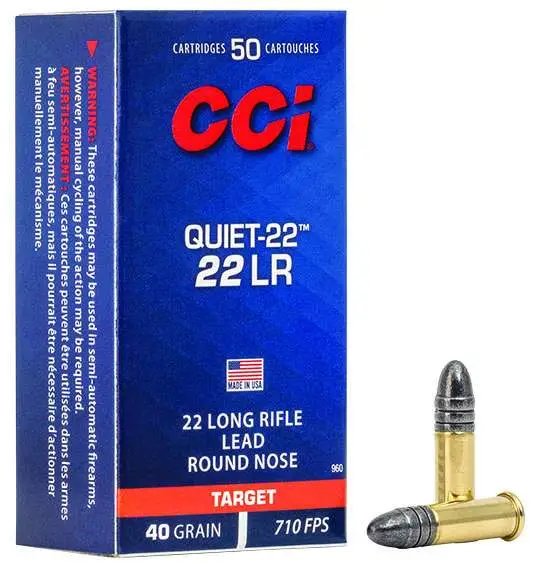 CCI 960 Quiet-22 22LR 40gr Lead Round Nose 50 Rounds Per Box