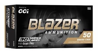 CCI 5205 30 Super Carry 115 Grain FMJ 4 in Brass Case 50 Rounds - CCI - FULL METAL JACKET FLAT NOSE