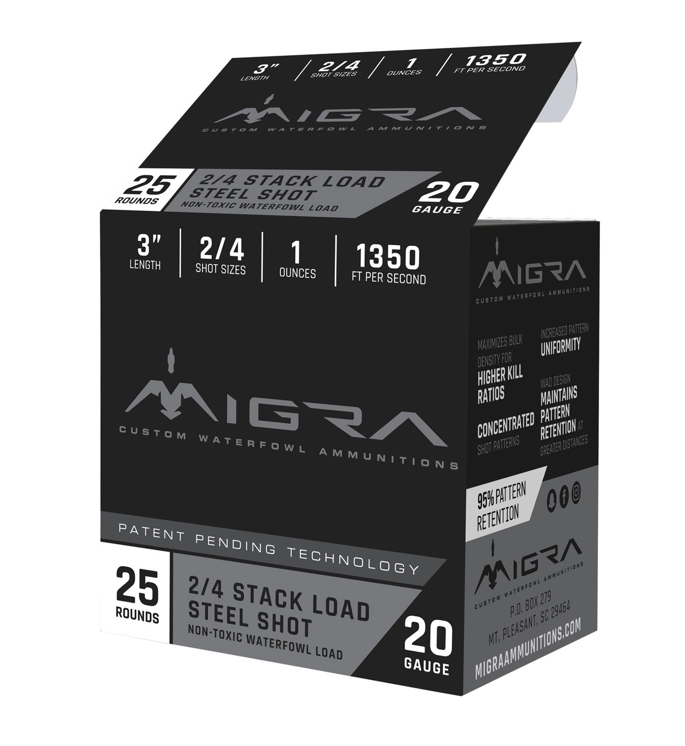Migra Ammunitions M20S24 Combinational 20Gauge 3" 1oz 2/4Shot 25 Per...