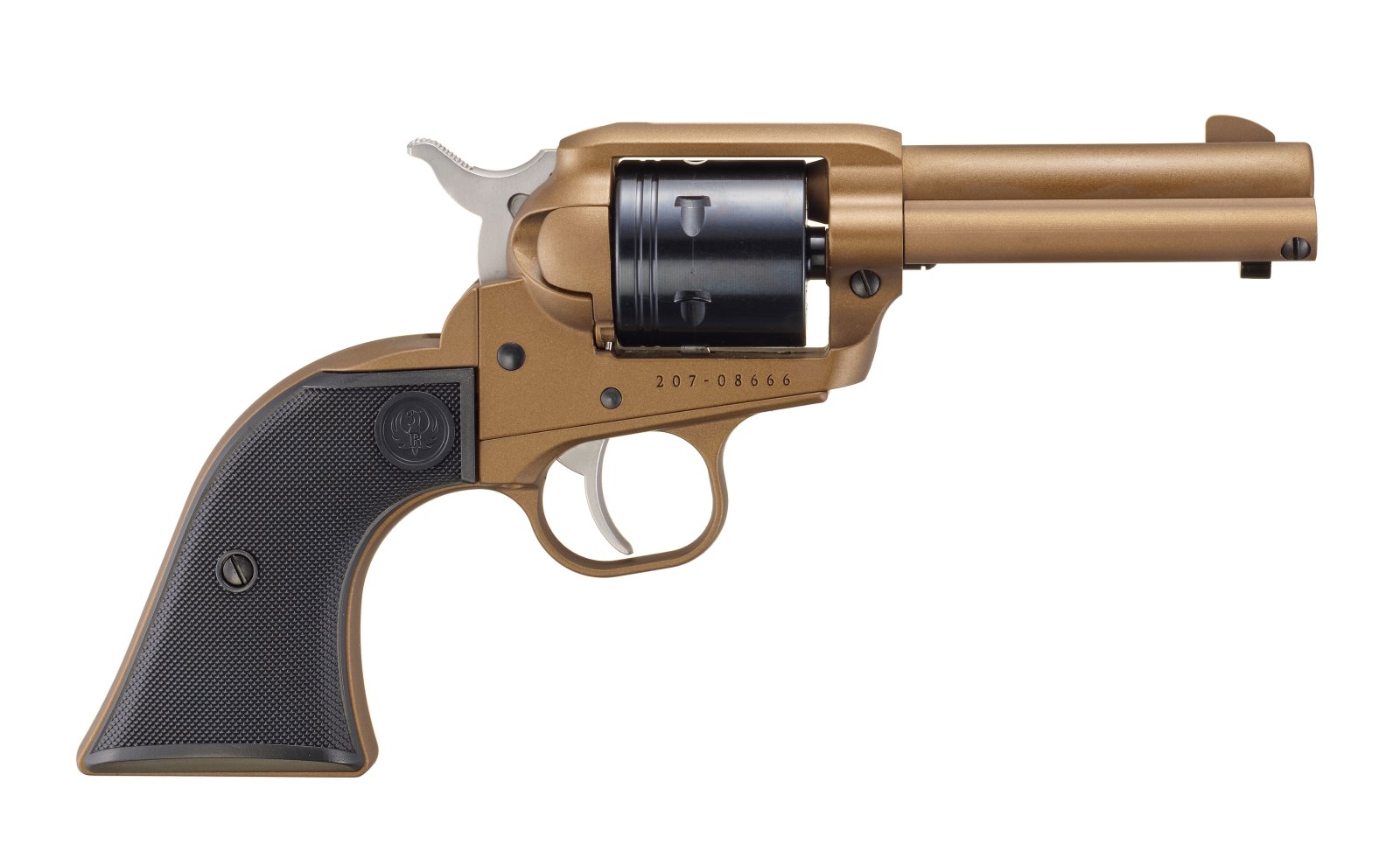Ruger 2054 Wrangler Revolver, 22 LR, 6-Round Capacity, 3.75" Barrel, Burnt Bronze Cerakote Finish, Black Checkered Polymer Grip - Ruger - .22 LR
