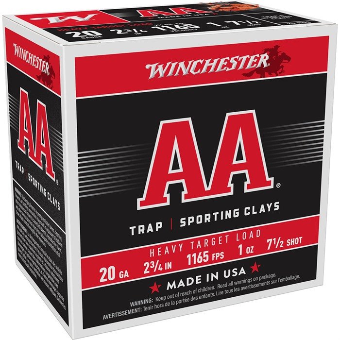 Winchester AA Sporting Clays 20 Gauge 2-3/4" 1-Oz #7.5 Shot 250-Rounds - Winchester