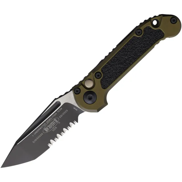 Microtech LUDT G3 1136-2OD 3.5 In Black Part Serrated OD Green