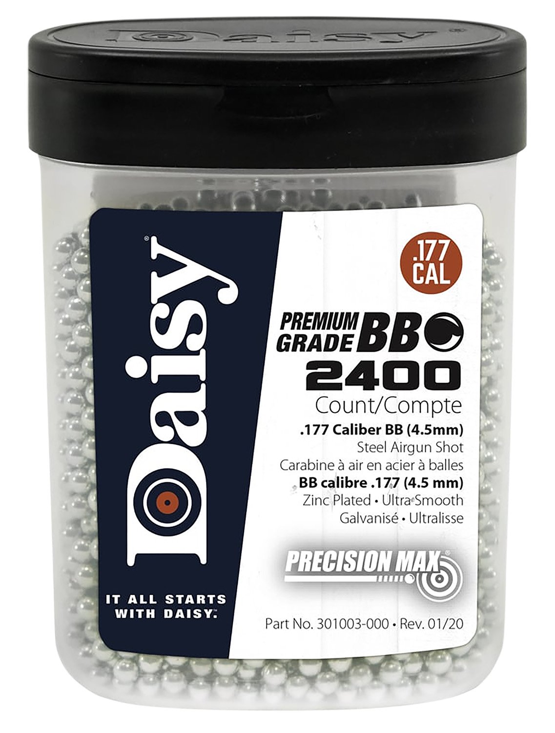 Daisy 24 PrecisionMax Premium 177 Zinc-Plated Steel 2400 Per Bottle - Daisy Manufacturing Co., Inc. - 177