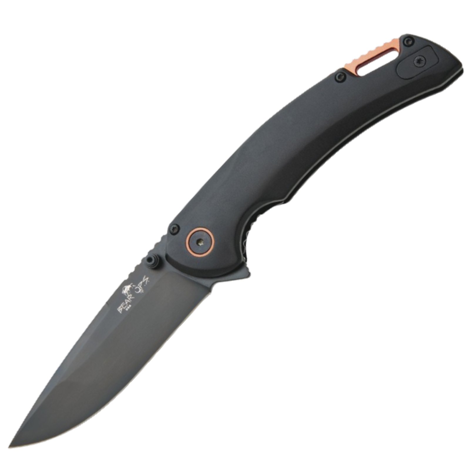 Bear & Son Loadout 3.5" Drp/Blk/Blk Loadout I Black & Copper Aluminum Handl - BEAR CUTLE