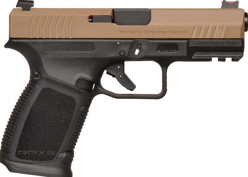 GForce Arms RPX3C9 9mm Pistol 15+1 Fiber Optic FDE Black Synthetic - GForce Arms - 9mm
