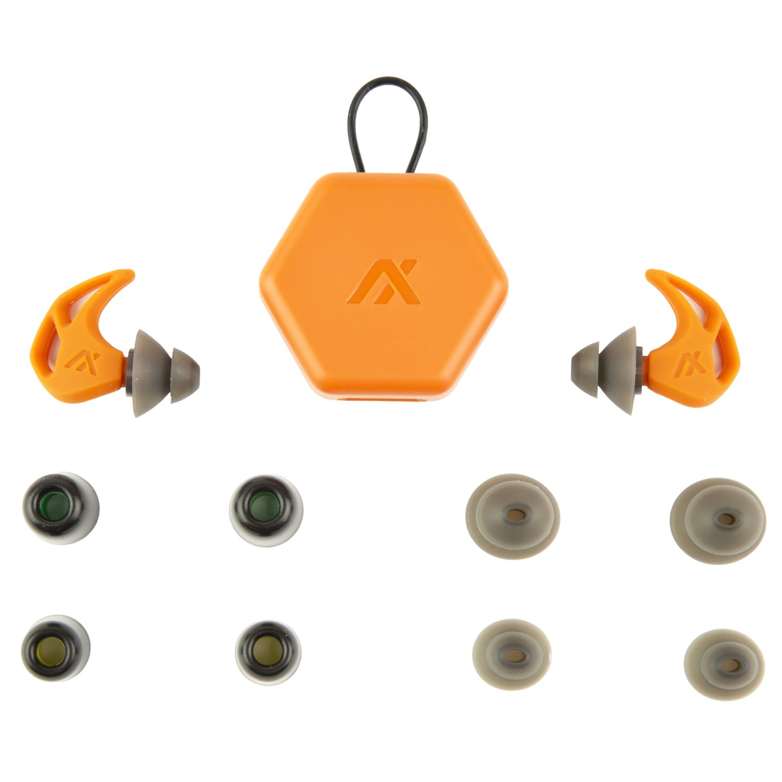 AXIL X20-ORANGE Earplugs, Blaze Orange, 3 Silicon Tips, 2 Foam Tips, Case - AXIL