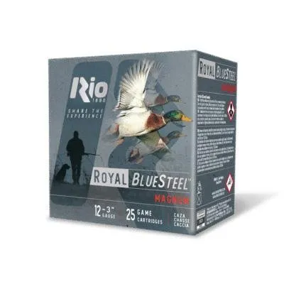 Rio Royal BlueSteel Magnum High Velocity Shotshell 12ga 3 1-1/5oz 1450 fps #4 25/ct - Rio Outdoors Corp