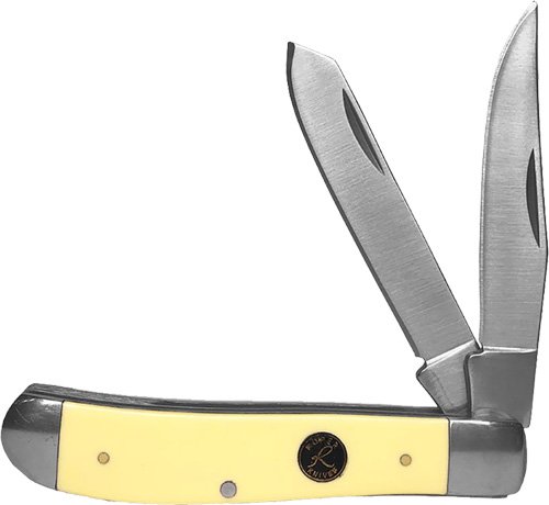 ABKT ROPER PECOS TRAPPER 2.5" LINER LOCK CREAM HANDLES - American Buffalo Knife & Tool