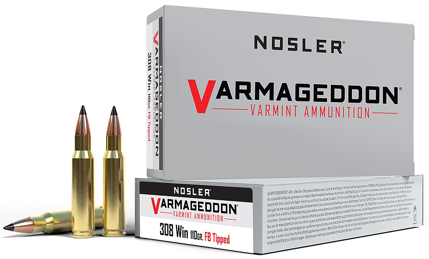 Nosler Varmageddon 40272 .308 Win 110 gr FB Tipped 3150 fps 20 Rounds