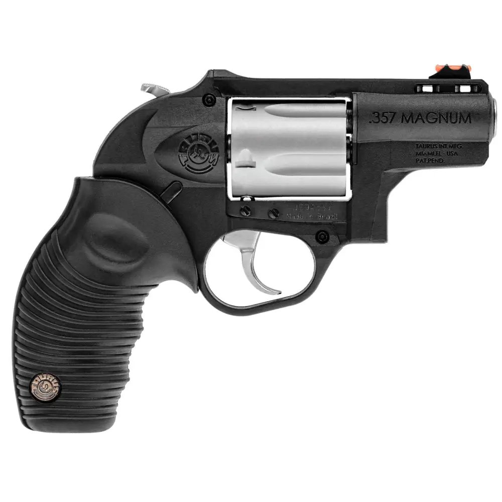 Taurus 2605029PLY Lightweight Revolver, Matte Stainless Steel, .357 MAG, 2-Inch Barrel, 5-Round Capacity, 19.75 oz, Red Fiber Optic Sight - Taurus International Manufacturing, Inc. - 357 Magnum | 38 Special