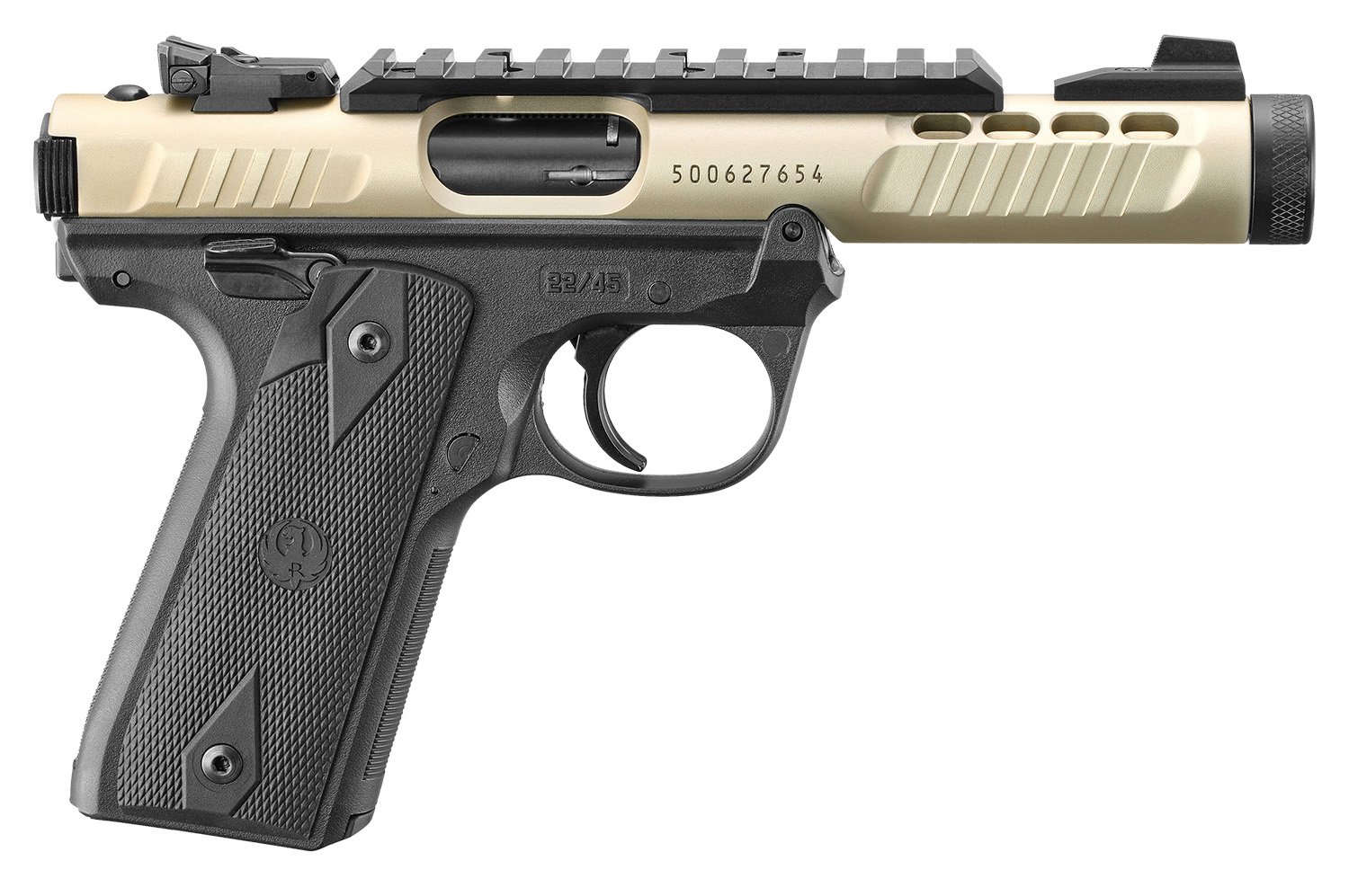 Ruger 43955 Mark IV 22/45 Lite 22LR 4.4" Threaded Barrel 10rd Champagne - Ruger - 22 LR