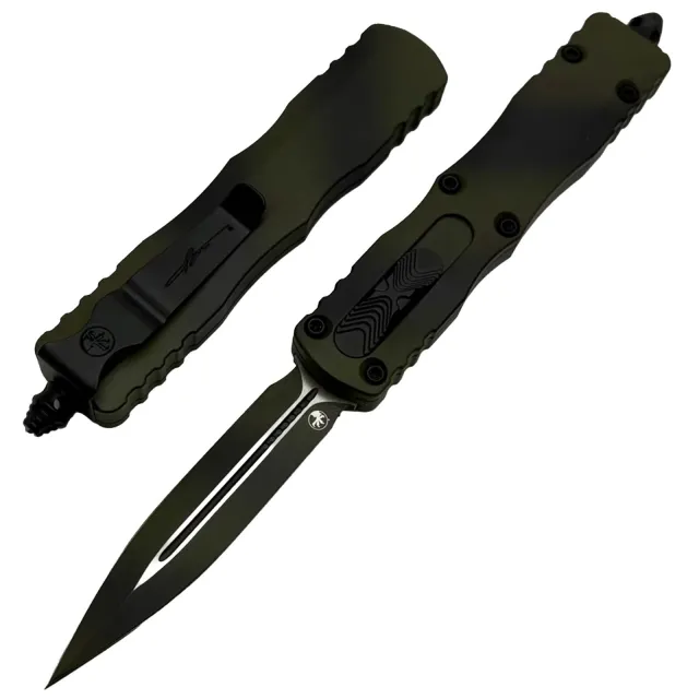 Microtech Dirac 2.92 In Double Edge ODG War Paint Aluminum Handle