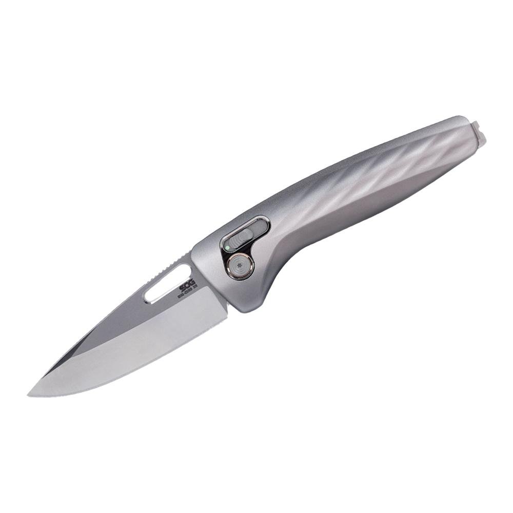 SOG Knives One-Zero XR Folding Knife 3-1/10 Drop Point Blade Silver Black Box
