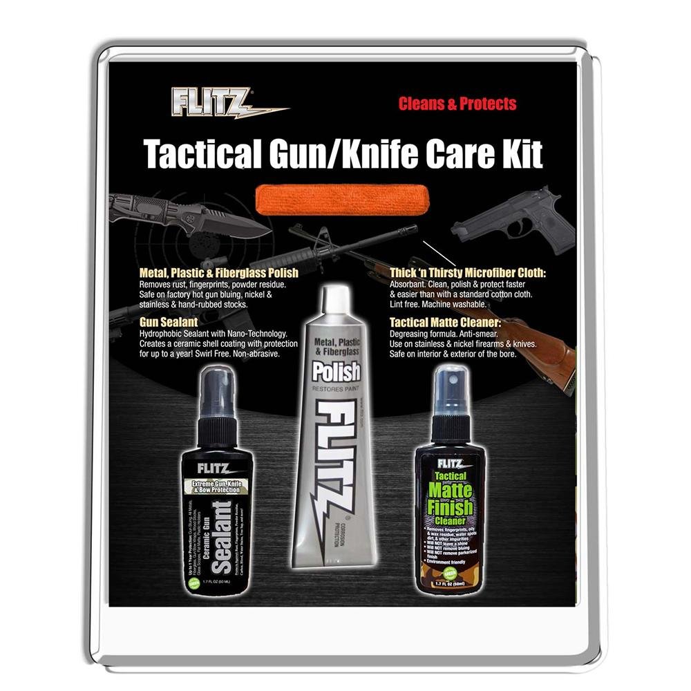Buy Flitz 41502 Tactical Gun/Knife Care Kit with Polish, Cleaner, Sealant, Cloth online
