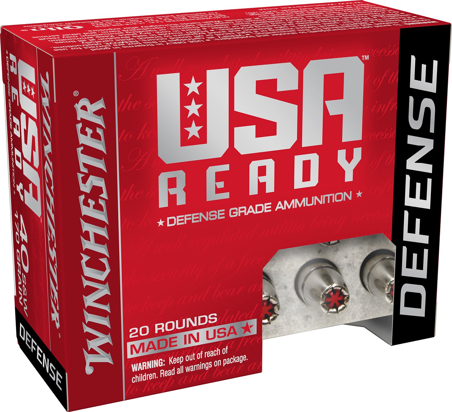 Winchester RED40HP 40 S&W 170 Grain Hollow Point 20 Round Box - Winchester - HEX VENT HOLLOW POINT