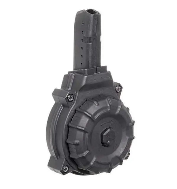 ProMag DRM-A12 Glock Style PCC 9mm 50-Round Drum Magazine - Black, DuPont Zytel Polymer, AR-15 Compatible, USA Made - Pro-Shot Products - 9MM