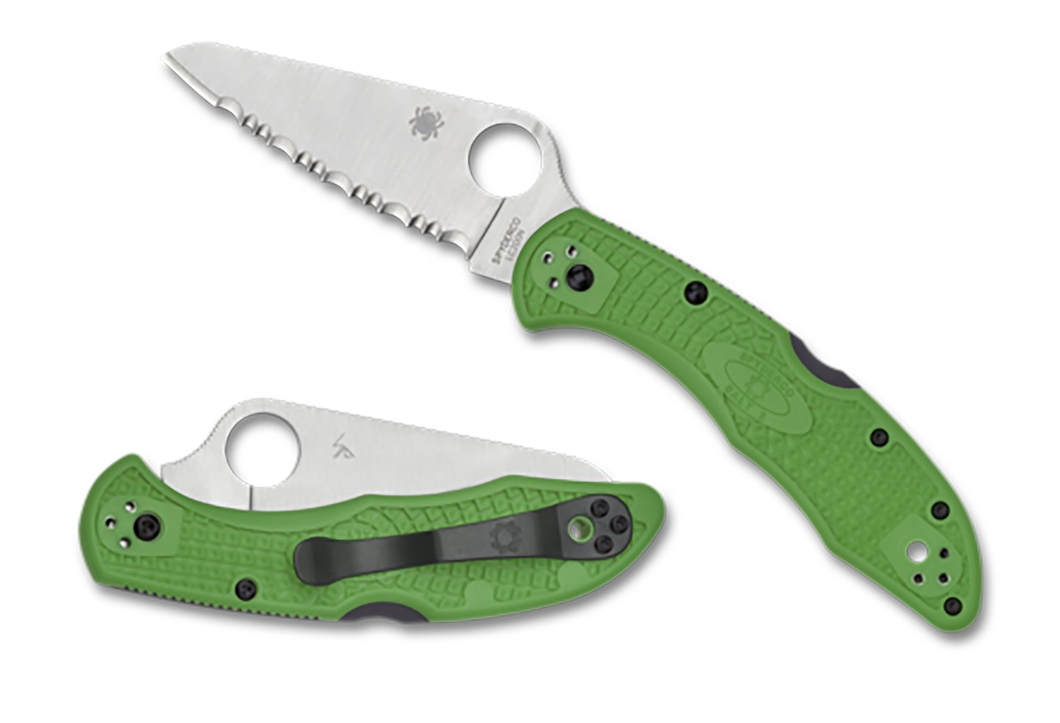 Spyderco C88FSGR2 Salt 2 3" Serrated H1 Steel Blade Green FRN Handle