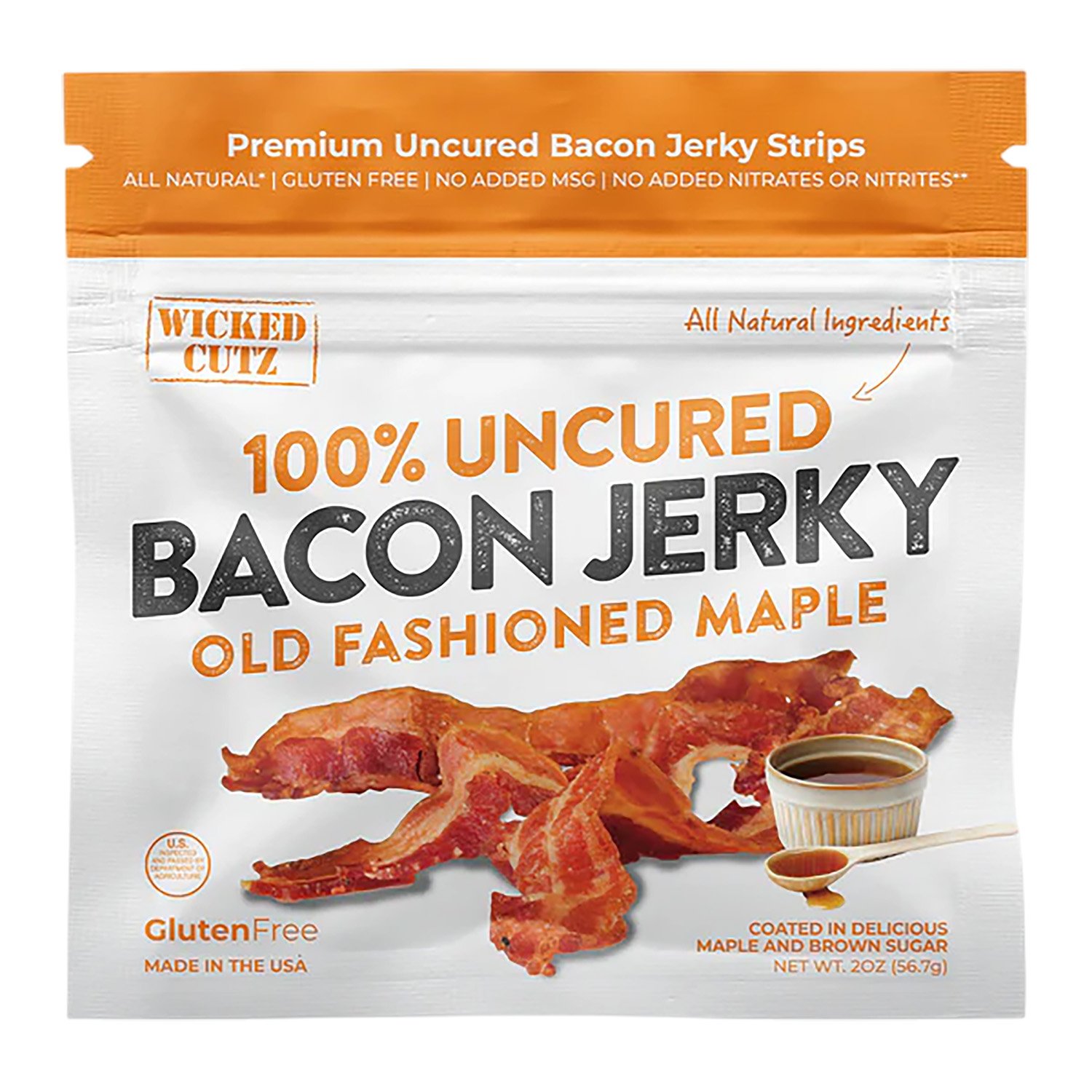 Wicked Cutz WCPJ02MA Old Fashioned Maple Bacon Jerky 2 Servings 10 Pack - WICKED