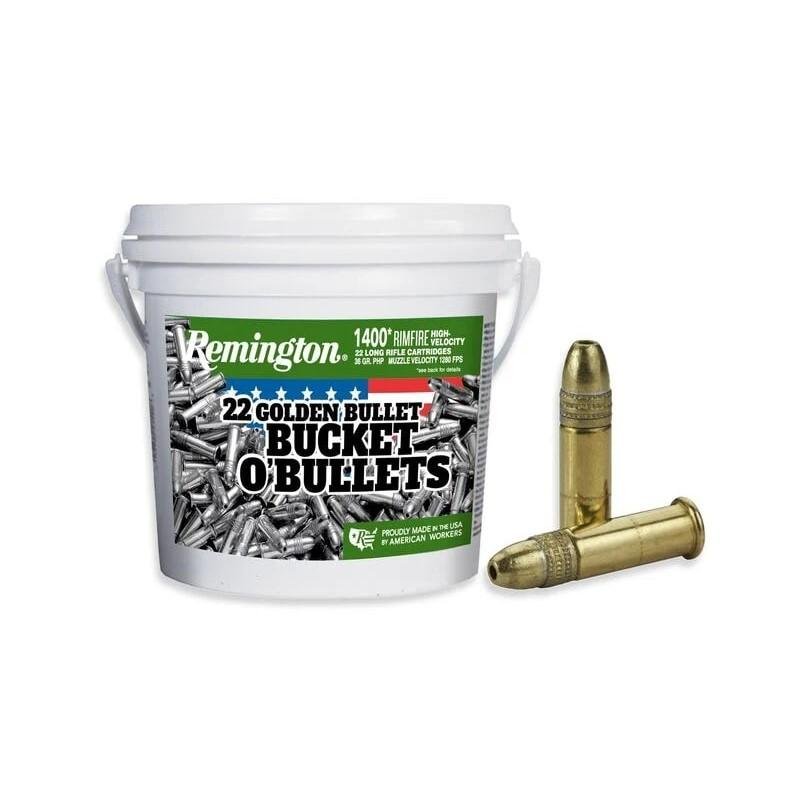 Remington Golden Bullet 22LR, 36 Grain Plated Hollow Point, High Velocity, Brass Cased, 1400 Rounds Ammo - Remington Arms Company, LLC - 22 LONG RIFLE